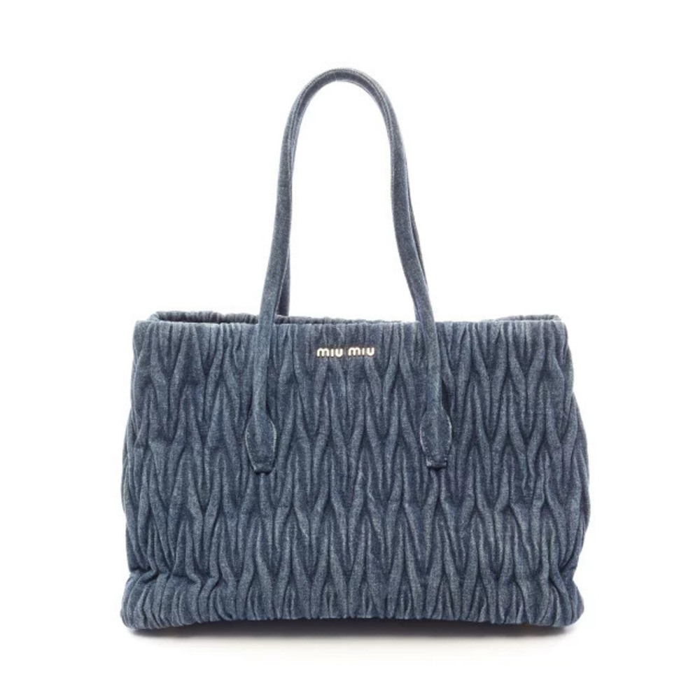 Miu Miu Matelasse Denim Tote Bag Blue